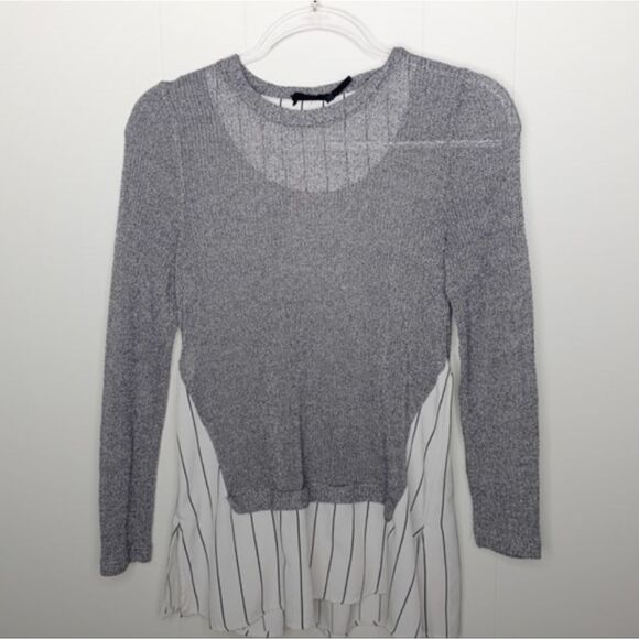 Blu Pepper Gray pullover Sweater Striped Bottom - Picture 2 of 6